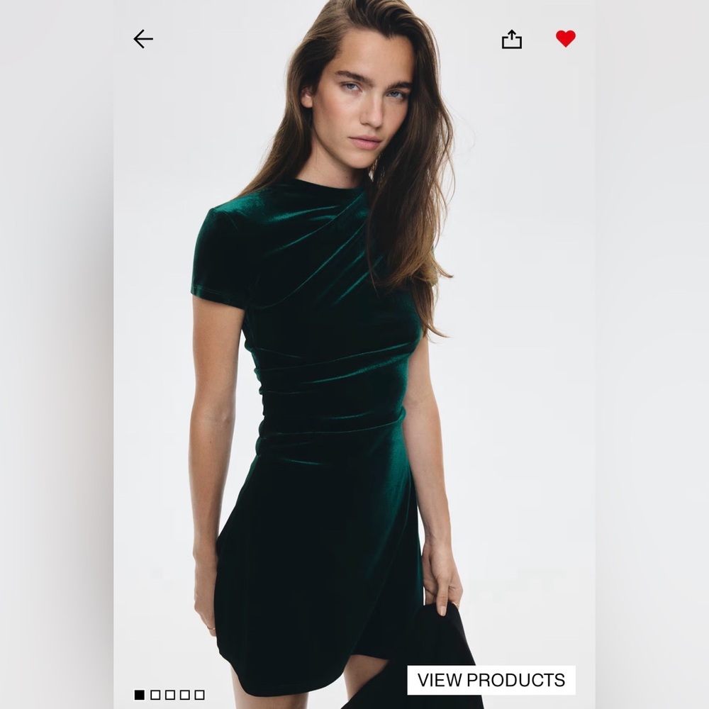 H&M Dark Green Velvet Midi Dress